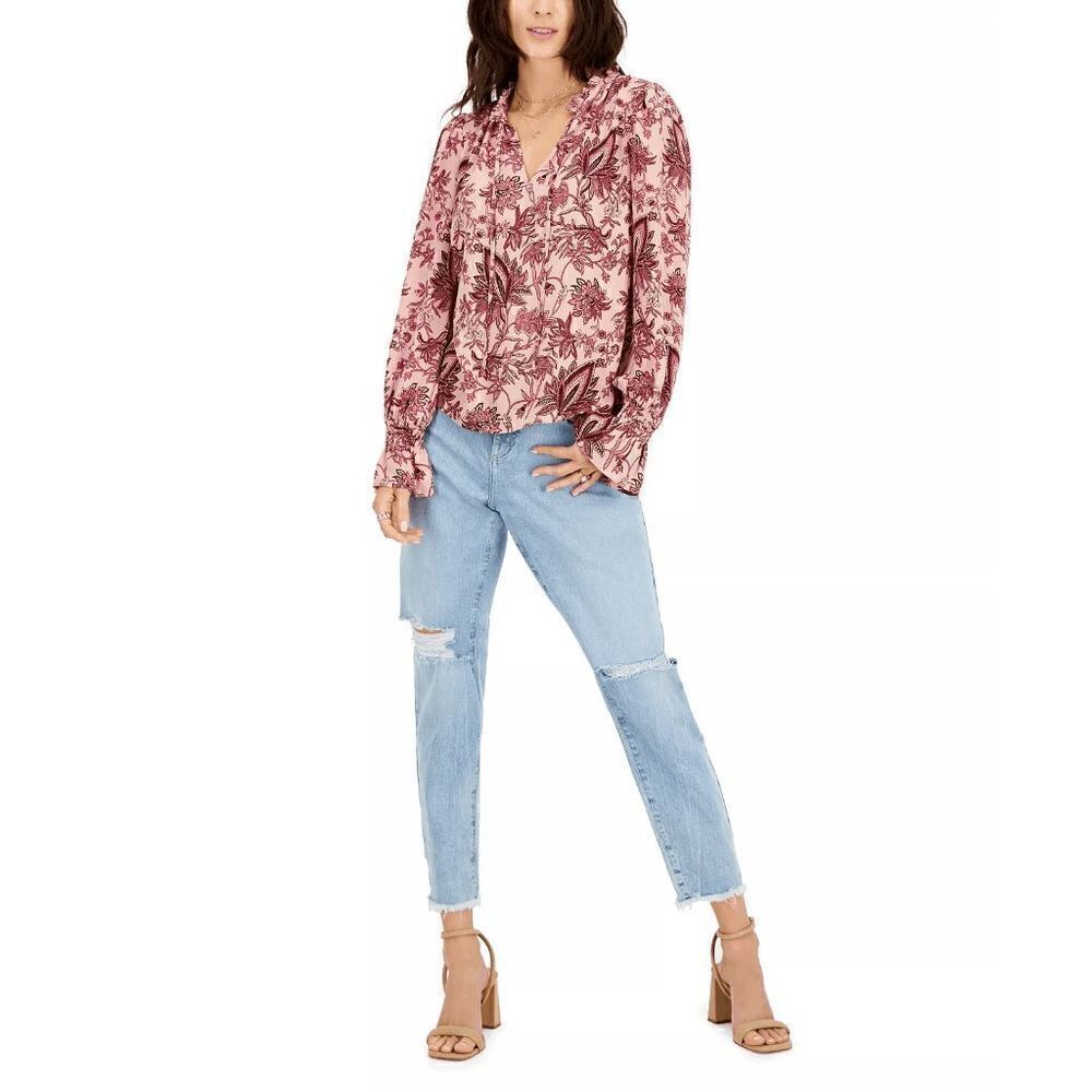INC INTERNATIONAL CONCEPTS Women's Floral-Print Tie-Neck Blouse